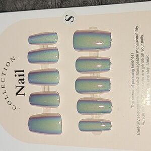 (S)๐ Nail Art Cat Eye Rainbow Chrome Style Press On Nails